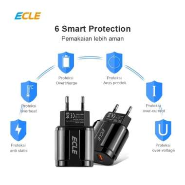ECLE Adaptor Charger Fast Charging 3 USB Port QC 3.0 ORIGINAL ORIGINAL 100 % Multicolor