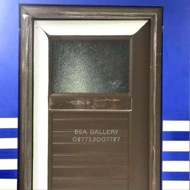 PINTU UPVC KAMAR MANDI TOILET MINIMALIS COKLAT BROWN KACA SET ICEPOL ENGSEL KIRI