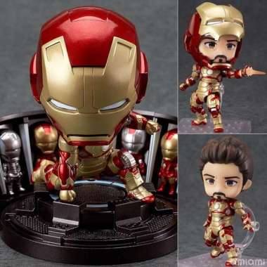 Toys Nendoroid 349 Iron Man Mark 42 Hero's Edition + Hall of Armor Set