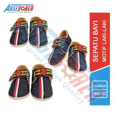 Sepatu Bayi Bunyi Motif Laki-laki Bunyi Cicit Motif Lucu / Sepatu Cit Cit Anak Spiderman Jeans / Den