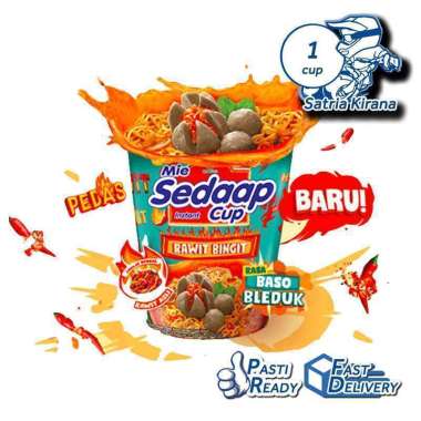 Sedaap Rawit Baso Bleduk Mie Instant Cup [1 pcs] Kuah Pedas Sedap Mi Bingit Popmie