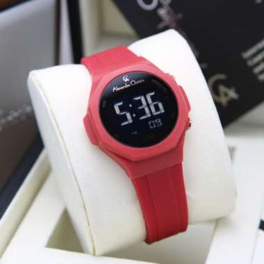 Alexandre Christie AC9359LH Digi Jam Tangan Wanita Rubber Strap Red