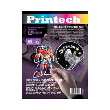 PRINTECH Glossy Paper / Glossy Sticker A4 135gsm - 02015-N
