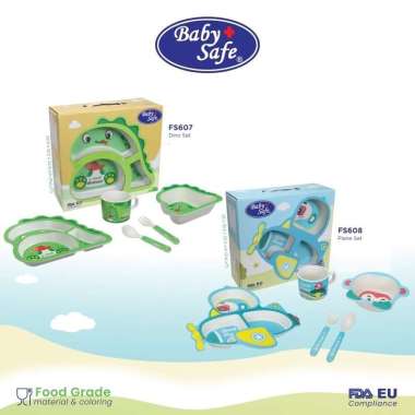 MAK27 BABY SAFE FEEDING SET PERLENGKAPAN MAKAN BAYI FS607 | FS608 DINO FS607