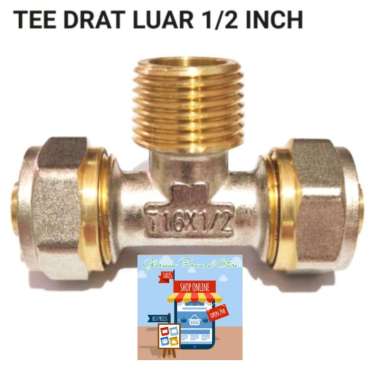 TEE DRAT LUAR 1/2 INCH T SAMBUNGAN KUNINGAN PIPA AIR PANAS FRAP
