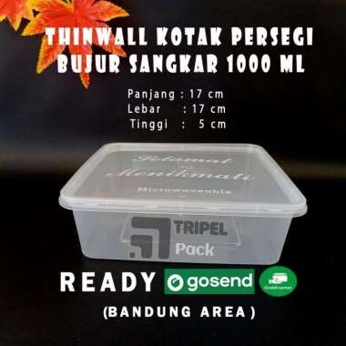 Thinwall Kotak Persegi/Bujur Sangkar Food Container Square 1000 ml
