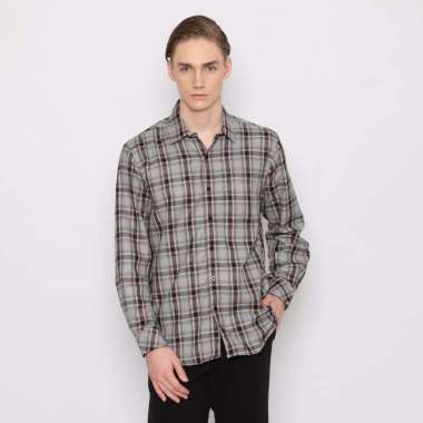 Platini Kemeja Flanel Pria Lengan Panjang Abu 76351 S