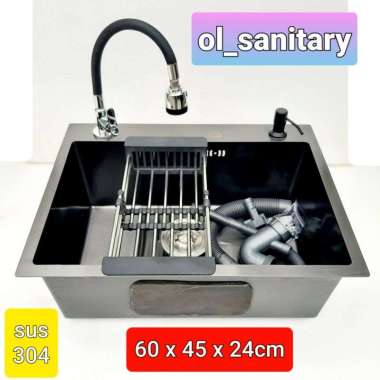 sink stainless hitam bak cuci piring hitam tempat cuci piring wastafel cuci piring SINK+K.BIASA