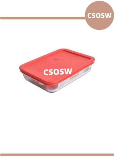 Pyrex Simply Store Tempat Penyimpanan Makanan Persegi Kaca/Merah 709Ml