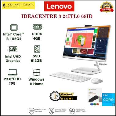 LENOVO PC AIO IDEACENTRE 3 24ITL6 68ID I3-1115G4 4GB 512GB SSD W11 OHS