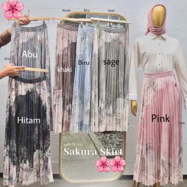 Rok Plisket Premium Quality Motif RANIA Sakura Khaki RANIA