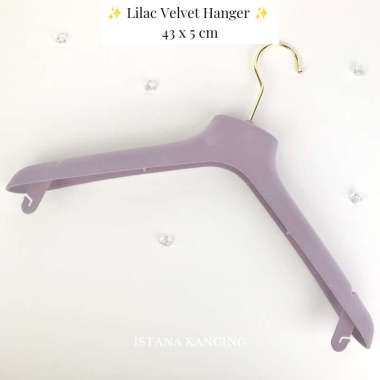 Hanger Baju Bahan Velvet Anti Karat 43x5cm Clothes Hanger Lilac Velvet