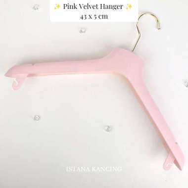 Hanger Baju Bahan Velvet Anti Karat 43x5cm Clothes Hanger Pink Velvet
