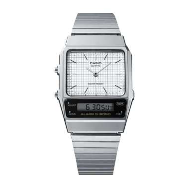 CASIO AQ-800E-7ADF Jam Tangan Pria Wanita Dual Time Silver Putih Retro