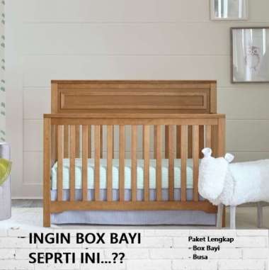 Set Tempat Tidur Bayi Minimalis Kayu Jati Box Tidur Bayi Terbaru - Kayu Mahoni Paket Lengkap