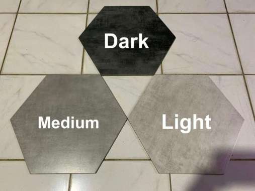 KERAMIK HEXAGONAL SEGI 5 LIMA KAMAR MANDI WC ABU ABU HITAM 31X39 CM LIGHT