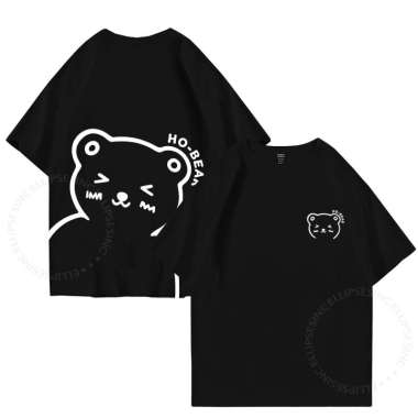 ELLIPSESINC Kaos Oversize Pria & Wanita HO BEAR LENGAN PENDEK L HITAM