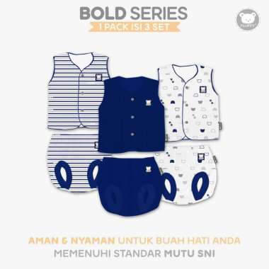 FLUFFY Setelan Kutung Pendek BOLD (Isi 3Pasang) SKCAN/SKCAB NAV NB NEWBORN NECI