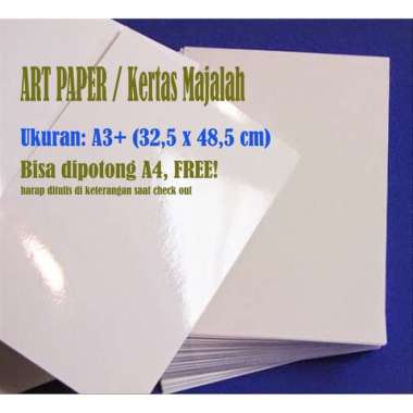 [50 lembar ] Kertas Art Paper Carton Putih Glossy A3+ 210 grm putih