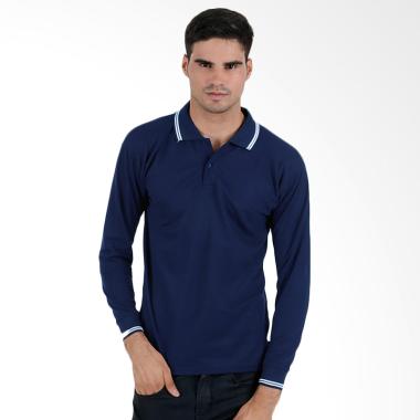 Elfs Shop Simple Kaos Polo Panjang Pria - Biru Tua