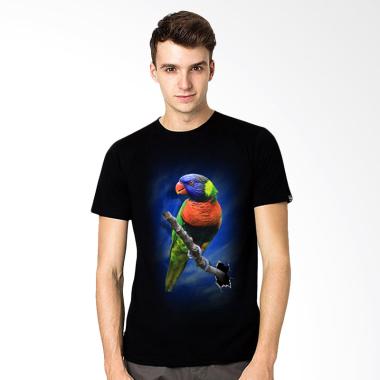 T-Shirt Glory Kaos 3D Burung Colour - Hitam