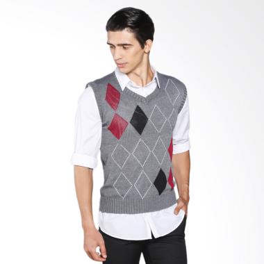 VM Sweater Rompi Rajut Knitt Vest Kombinasi Abu Muda Semua Ukuran Abu - abu