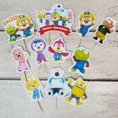 satu set cake topper toper hiasan kue ulang tahun karakter pororo PORORO mix