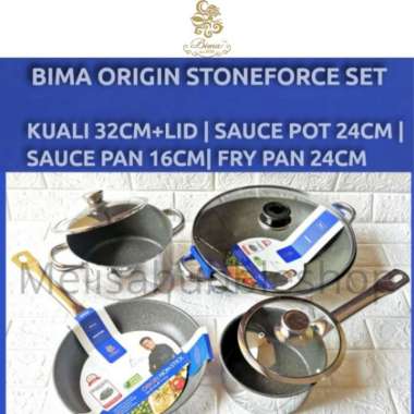 Bima Origin Non-Stick Stoneforce 4 in 1 Anti Lengket Anti Gores Panci Induksi Paket 2