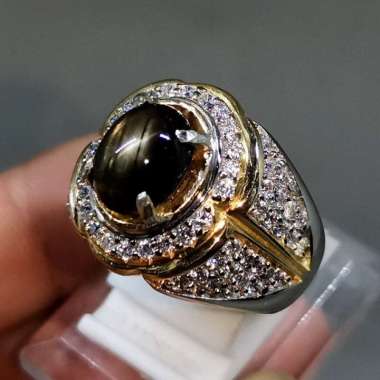 Cincin Black Safir Star Bangsing Kresnadana Windusara Asli Hitam
