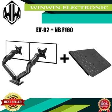 Brecket Laptop dan Bracket Monitor Dual Jepit Meja NB F160 17"-27"