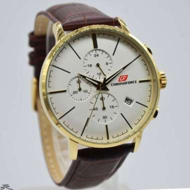 CHRONOFORCE CF 5283MG - Jam Tangan Pria Kulit Original - Brown Gold