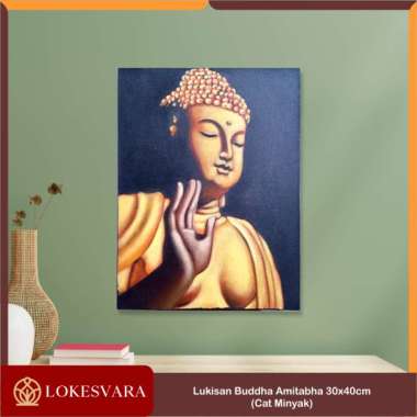 Lukisan Painting Hiasan Dinding Buddha Amitabha 30x40cm