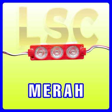 Lampu LED 3 mata 12-24 Volt, lampu kolong mobil 24v MERAH