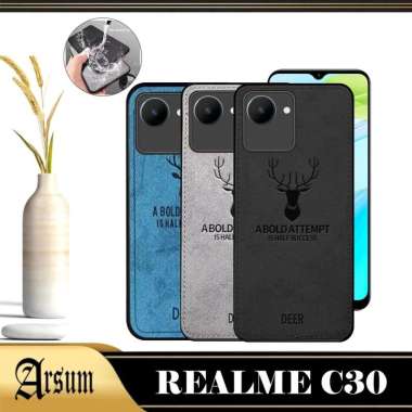 Promo Case Deer Realme C30 2022 Softcase Armor TPU Cloth Texture Jeans Motif Jeans Pelindung Belakan