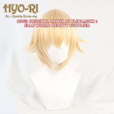 READY STOCK STYLED - RAMBUT PALSU FULL WIG DAINSLEIF COSPLAY ANIME GAME GENSHIN IMPACT BLONDE WIG CO