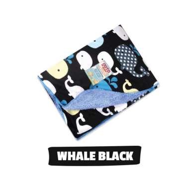 Goto Qimo Blanket Selimut Bayi Anak Polos Motif Lembut Hangat WHALE BLACK