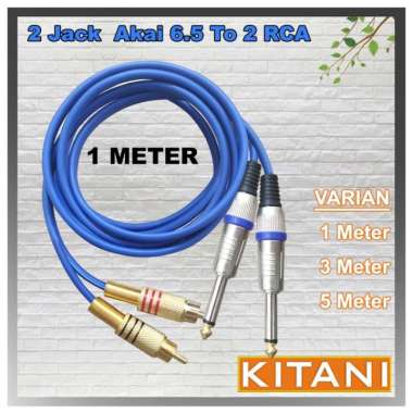 Kabel Dual Jack Akai 6.5 To 2 RCA Gold 1m/3m/5m - KITANI 1 METER