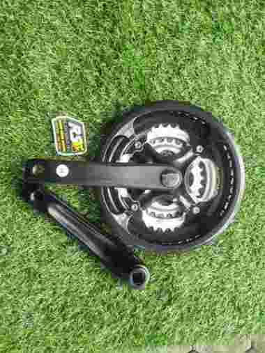 Crank triple 3 susun sepeda MTB Prowheel Alloy 28 38 48 Gir Crank Gear hitam