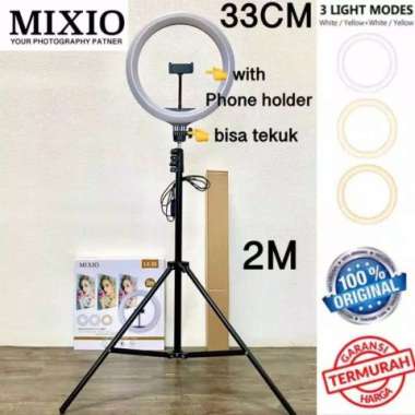 PAKET LAMPU RING LIGHT LED 33CM + TRIPOD 2 METER VLOG LIVE STREAMING Multicolor