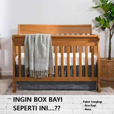Set Tempat Tidur Bayi Minimalis Kayu Solid Terbaru Set Box Bayi Jati - Kayu Mahoni Paket Lengkap