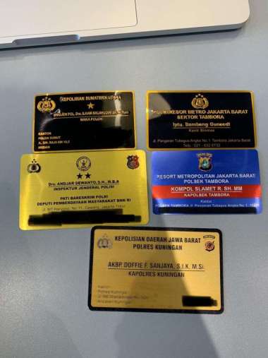 SAMPLE SAMPEL KARTU NAMA PREMIUM BAHAN PLAT BESI ALUMINIUM CUSTOM