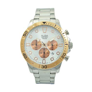 ALBA AT3A08 Stainless Steel Jam Tangan Pria - Silver Rosegold