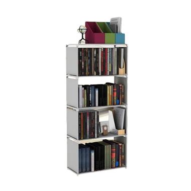 Godric Single Rak Buku Portable 4 Susun - Grey [50.5 x 30.5 x 144 cm]
