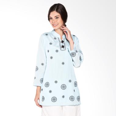 Yona Busana Vague Silk Atasan Lengan Panjang Biru
