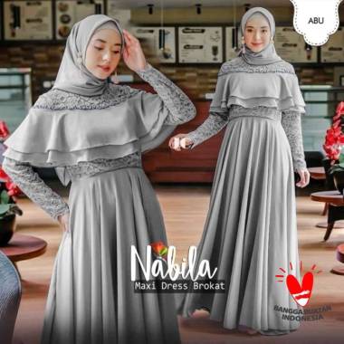 dress brokat kombinasi satin panjang