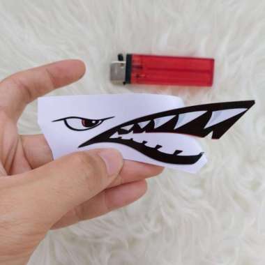 Stiker Vinyl Karakter Mulut Hiu Shark Laptop Case HP Frame Sepeda Bike