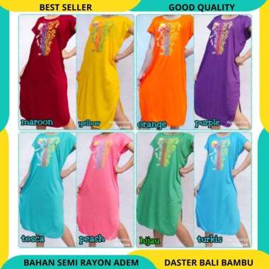 OBRAL Daster Bambu Bali Kaos Long Dress Jumbo Daster Wanita Adem Ungu XL