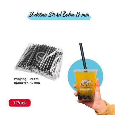 [1 pack] Sedotan Steril Boba 12 mm Warna Hitam 12 mm