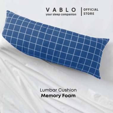 Vablo bantal lumbar cushion memory foam micro - moti biru