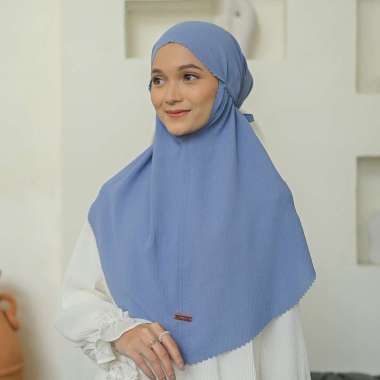 Lozy Hijab - Biyya Instan Lasercut (Bergo Crinkle) Steel Blue